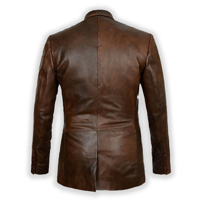 Men’s Elegant Brown Leather Blazer