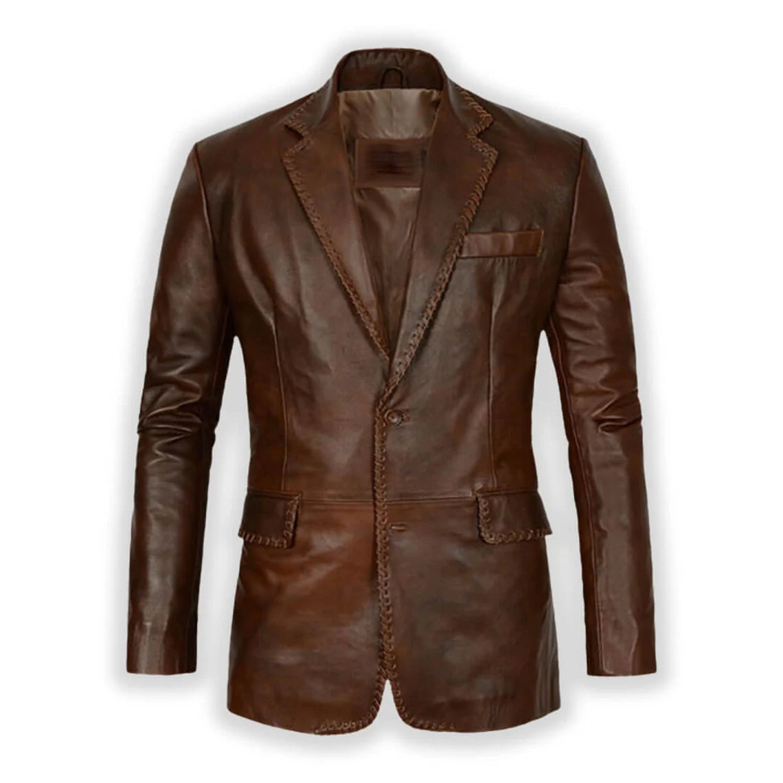 Men’s Elegant Brown Leather Blazer