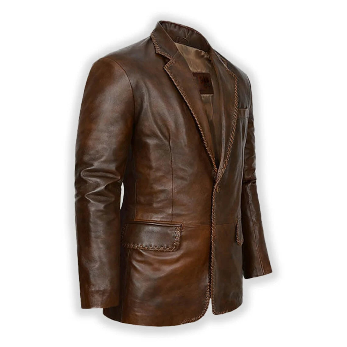 Men’s Elegant Brown Leather Blazer