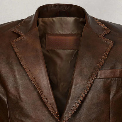 Men’s Elegant Brown Leather Blazer