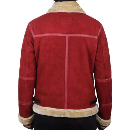 Christmas Red Shearling Leather Jacket