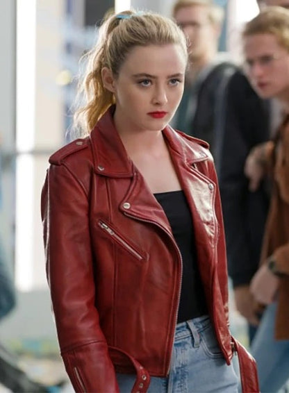 Kathryn Newton Freaky Red Leather Jacket