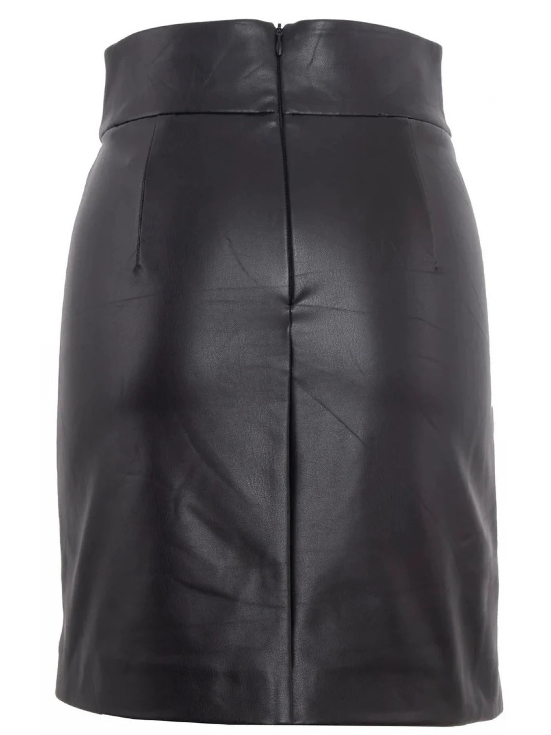 Lace-Up Black Leather Skirt