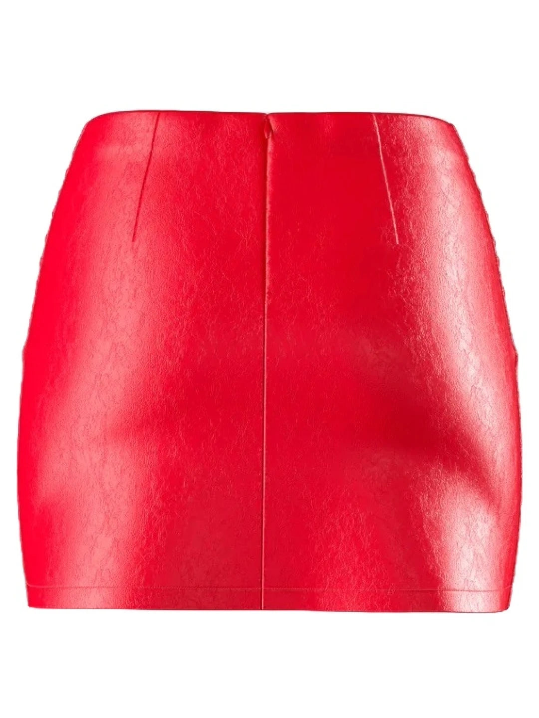 Lace-Up Detailing Red Leather Mini Skirt