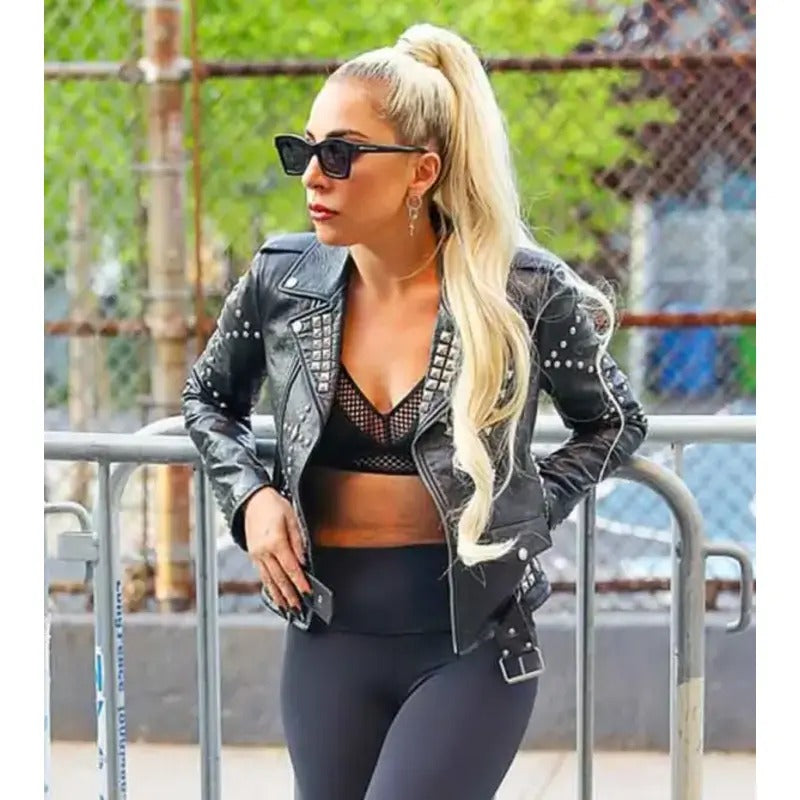 Lady Gaga Inspired Stylish Studded Leather Jacket – Edgy Celebrity Fashion