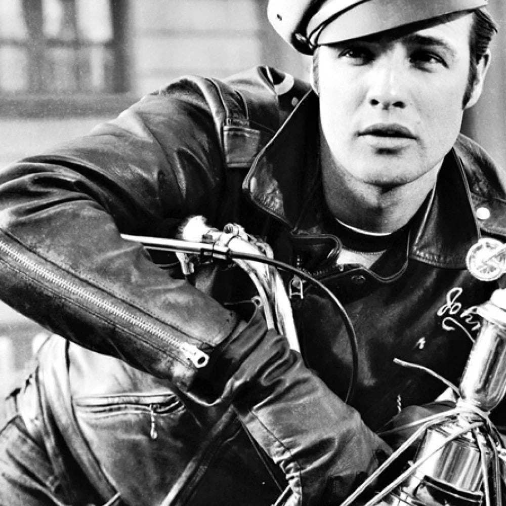 Iconic Marlon Brando "The Wild One" Leather Jacket for Vintage Style