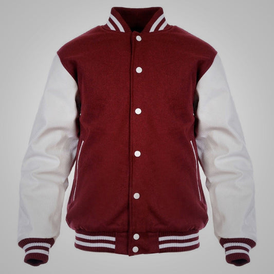 Maroon and White Letterman Jacket