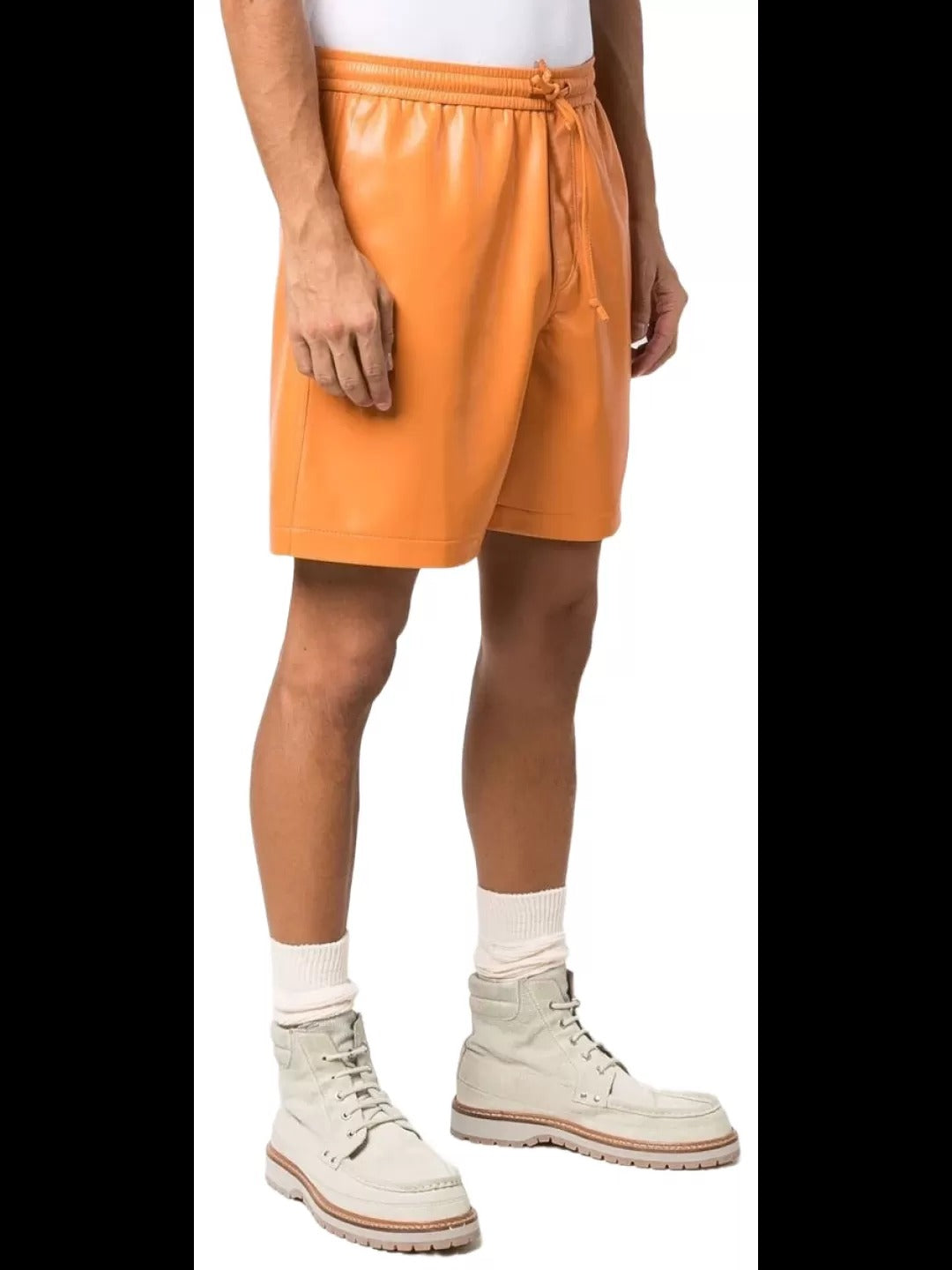 Men’s Orange Leather Boxer Sports Shorts