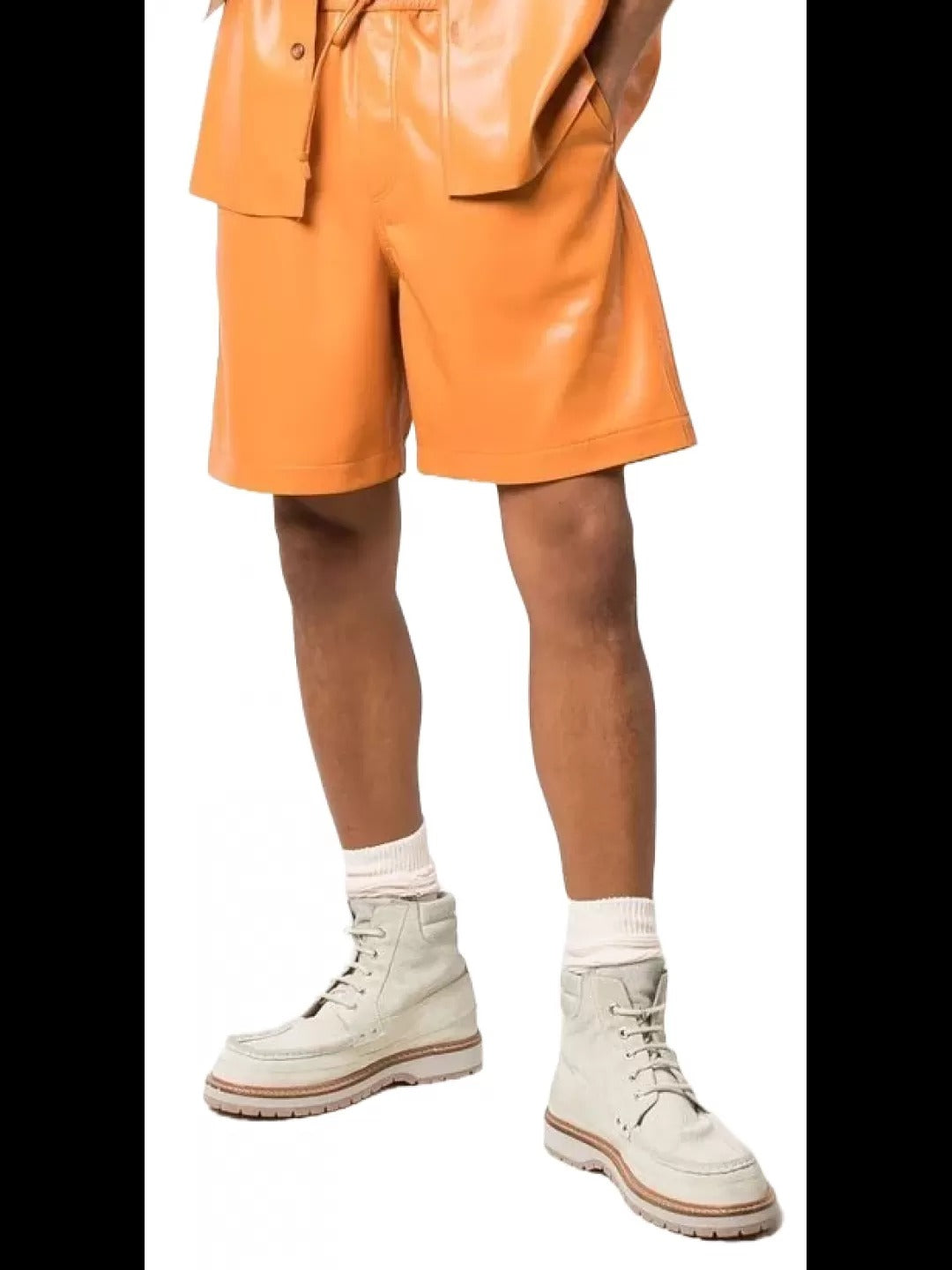 Men’s Orange Leather Boxer Sports Shorts