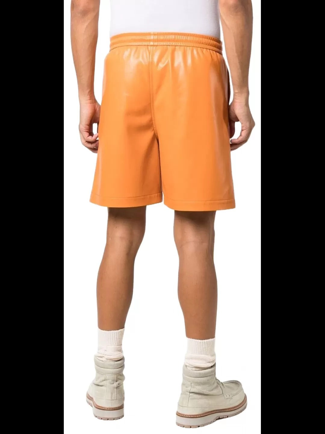 Men’s Orange Leather Boxer Sports Shorts