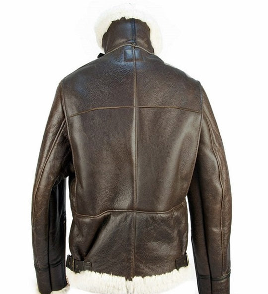 Men B3 Sheepskin Brown Bomber Jacket - TopGuruJackets