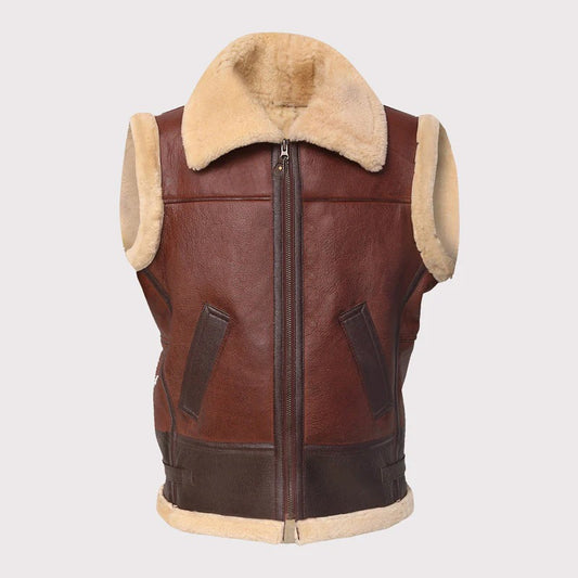 Men’s Brown Shearling Leather Vest