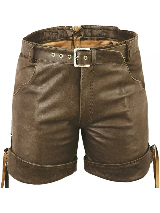 Men’s Smart Brown Leather Shorts