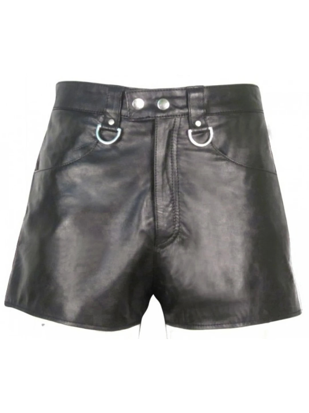 Men’s Hot Blue Stripe Real Sheepskin Black Leather Shorts