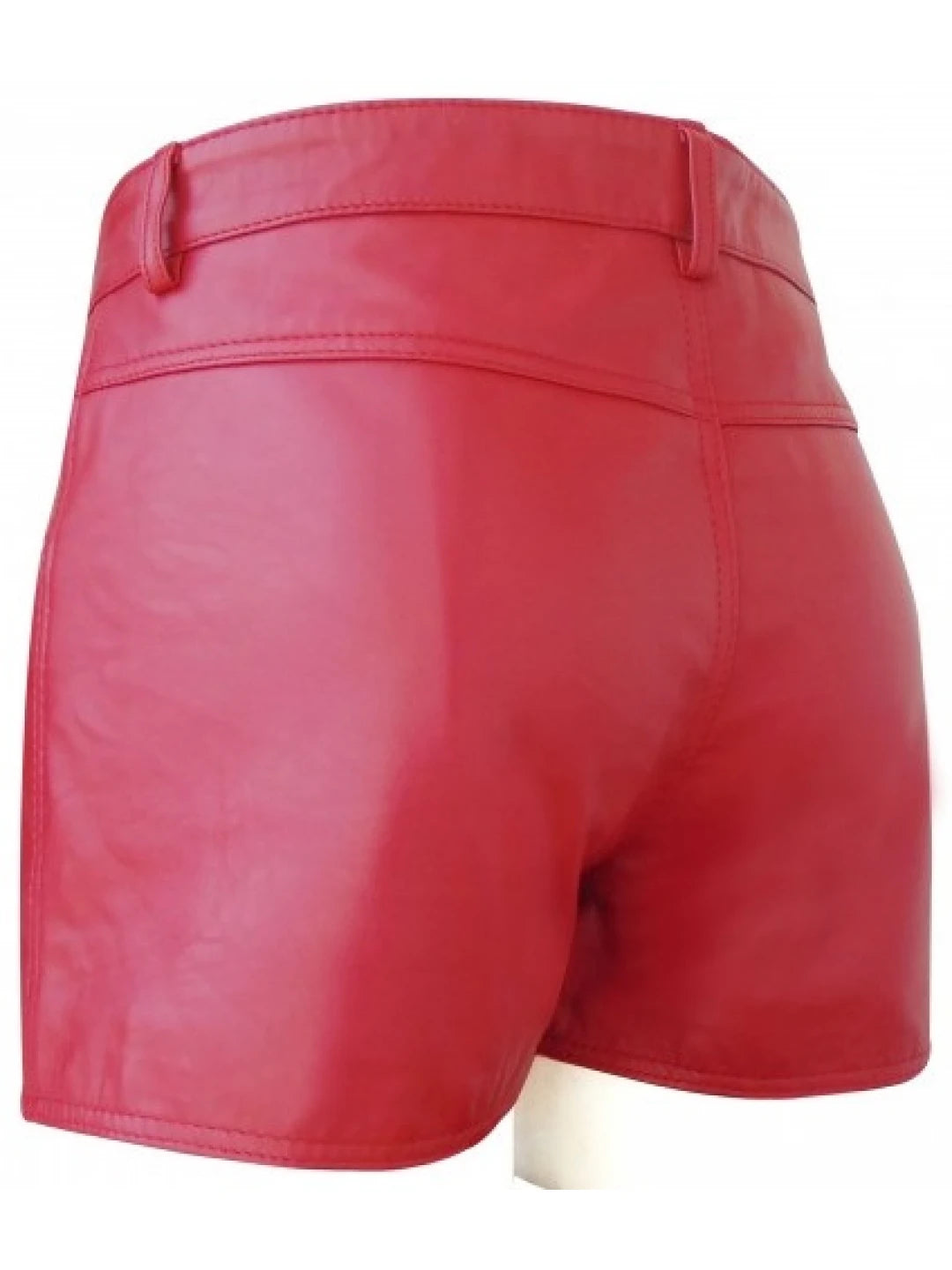 Men’s Streetwear Real Sheepskin Red Leather Shorts