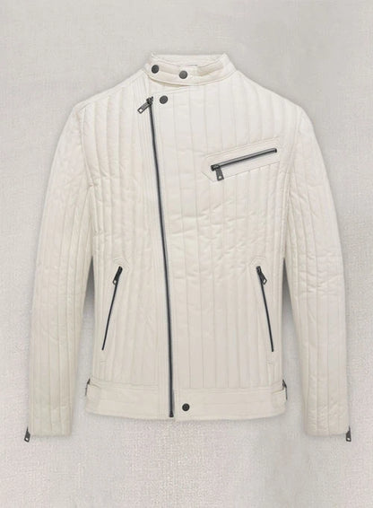 Nicolas Cage Stylish White Leather Jacket