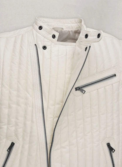 Nicolas Cage Stylish White Leather Jacket