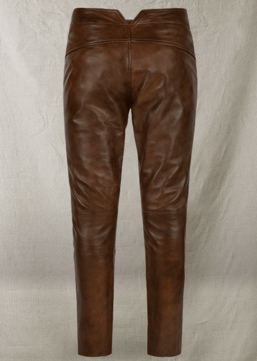 Men's Distressed Leather Pant In Dark Brown