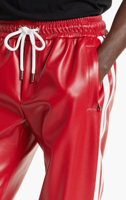 Men's Red Genuine Leather Pants