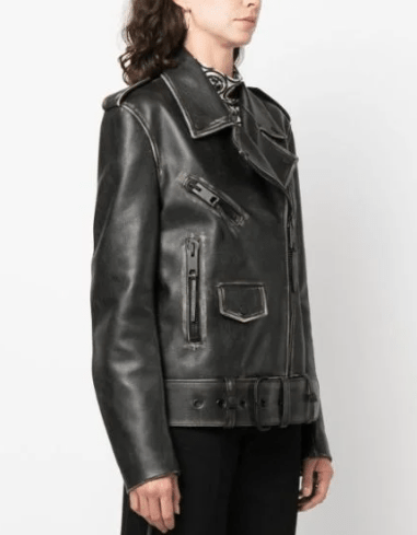 Women's Black Distressed Vintage Leather Jacket