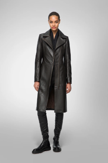  Women's Black Leather Coat