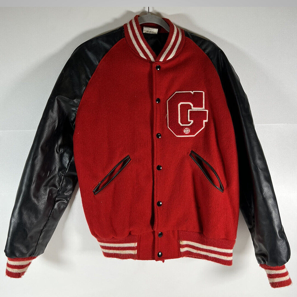  Baseball Hooded Red and Black Varsity Jacket