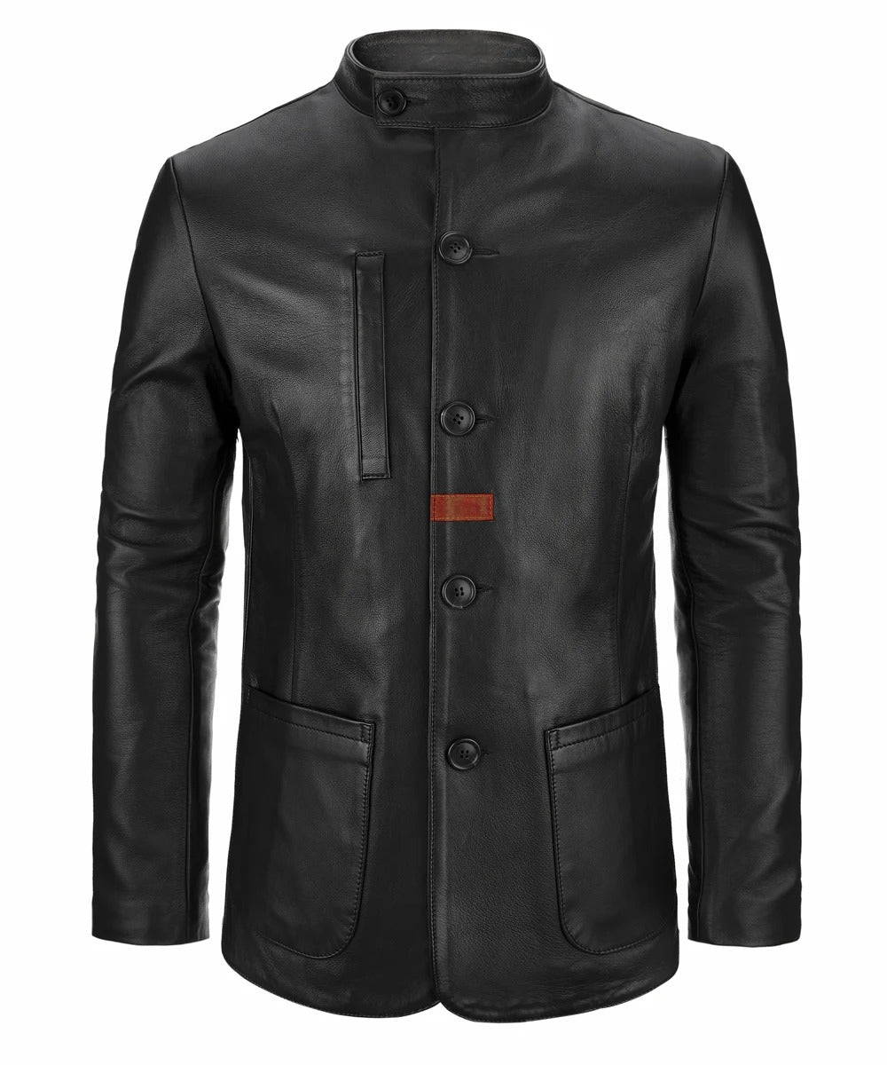 Men’s Black Leather Blazer