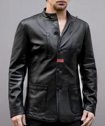 Men’s Black Leather Blazer