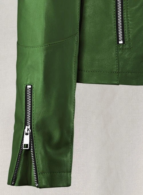 Rihanna Green Leather Jacket