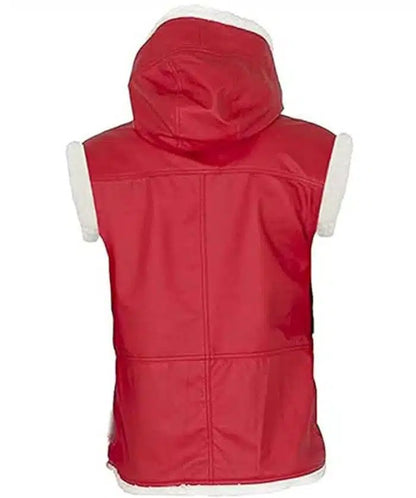 Santa Claus Christmas Red Hooded Leather Vest