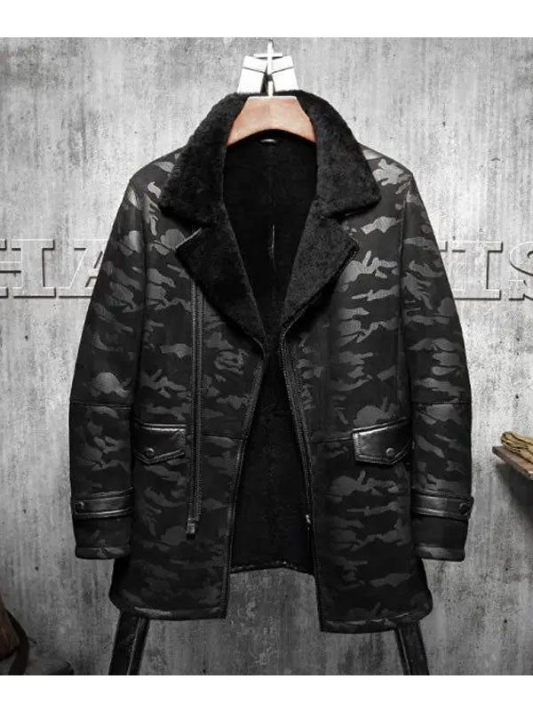 Men's Long Flying Fur Pilot Jacket Coat