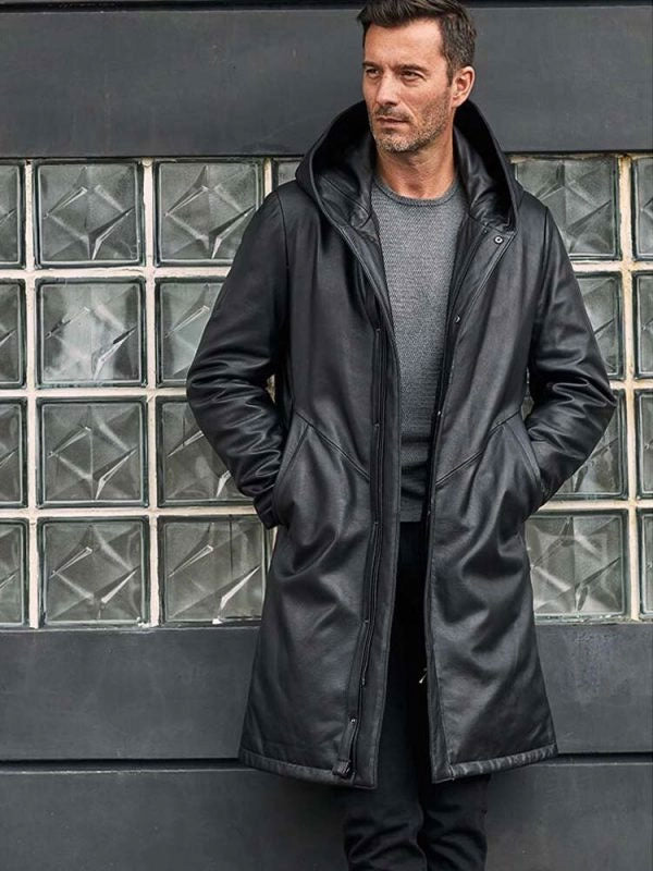 Oversize Black Leather Parkas Warm Down Jacket Winter Overcoat