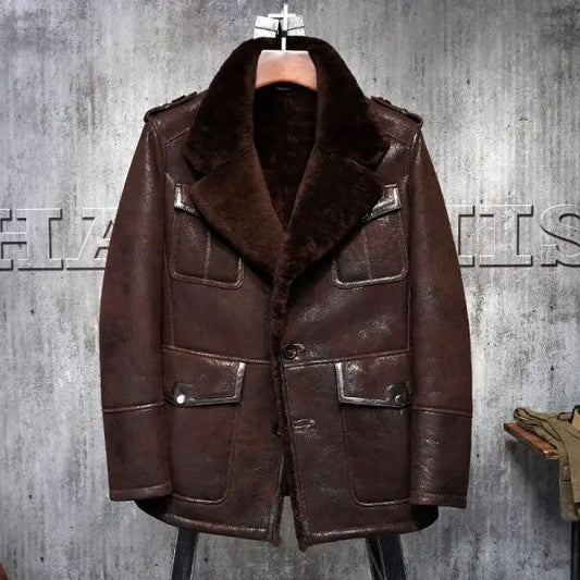 Men's Pilot’s Leather Aviator B3 Sheepskin Flying Bomber Jacket