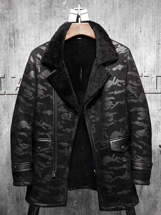 Men's Long Flying Fur Pilot Jacket Coat