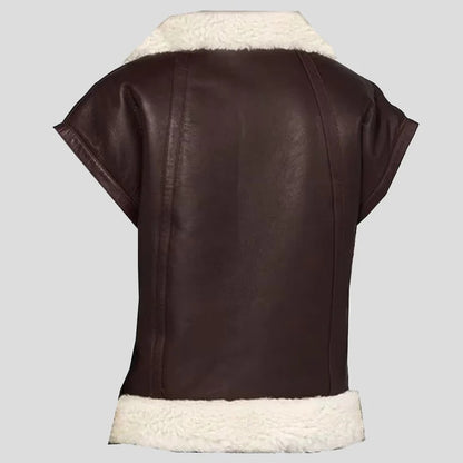 Women’s Brown Shearling Sheepskin Leather Vest