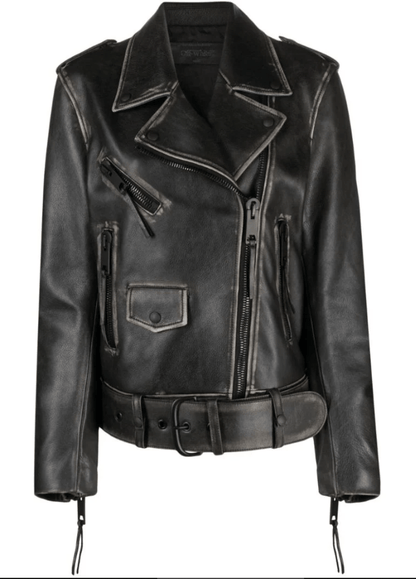 Women's Black Distressed Vintage Leather Jacket