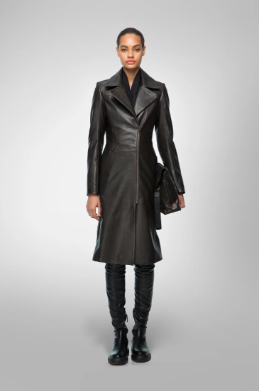  Women's Black Leather Coat