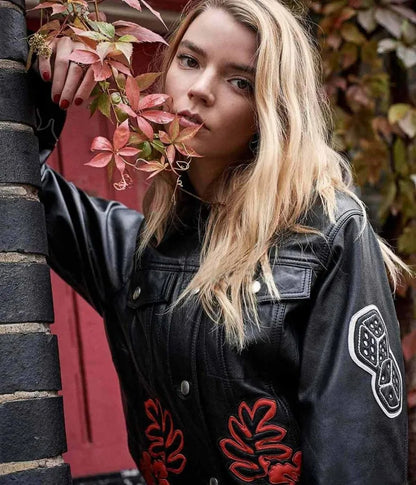 Anya Taylor-Joy's Floral Leather Jacket