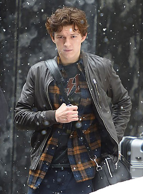 Tom Holland Black Leather Jacket