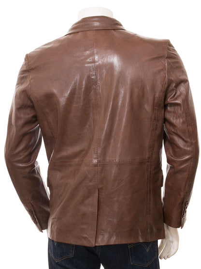 Men's Brown Leather Blazer