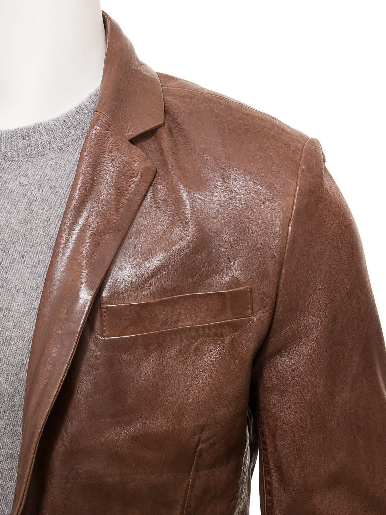 Men's Brown Leather Blazer