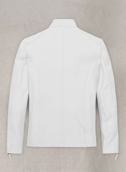 Sleek Designer White Leather Jacket