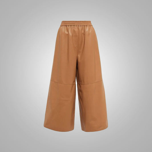 Women's Soft Sheepskin Brown Leather Pants - Elegant, Comfortable, and Durable