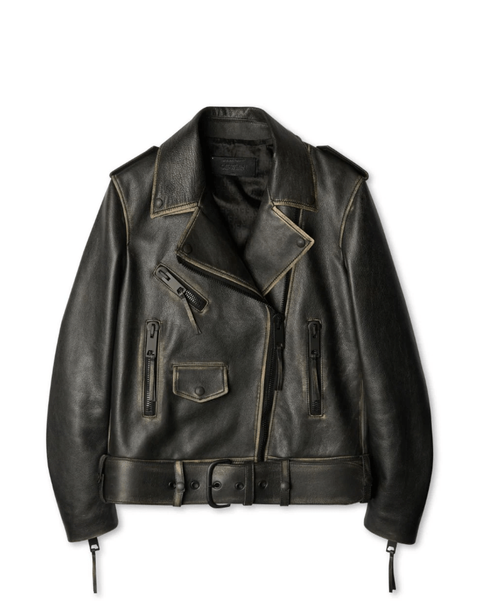 Stylish Women's Biker Vintage Leather Jacket - Classic Black Outerwear