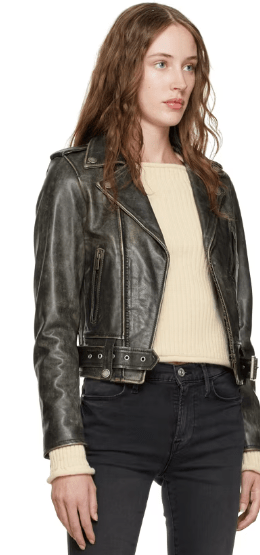 Stylish Women's Black Distressed Biker Leather Jacket - Trendy Outerwear