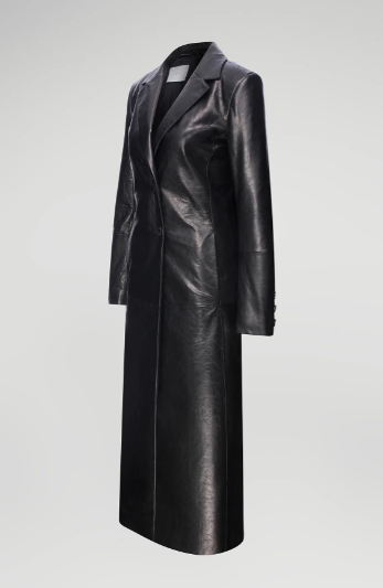 Women's Black Leather Blazer Coat