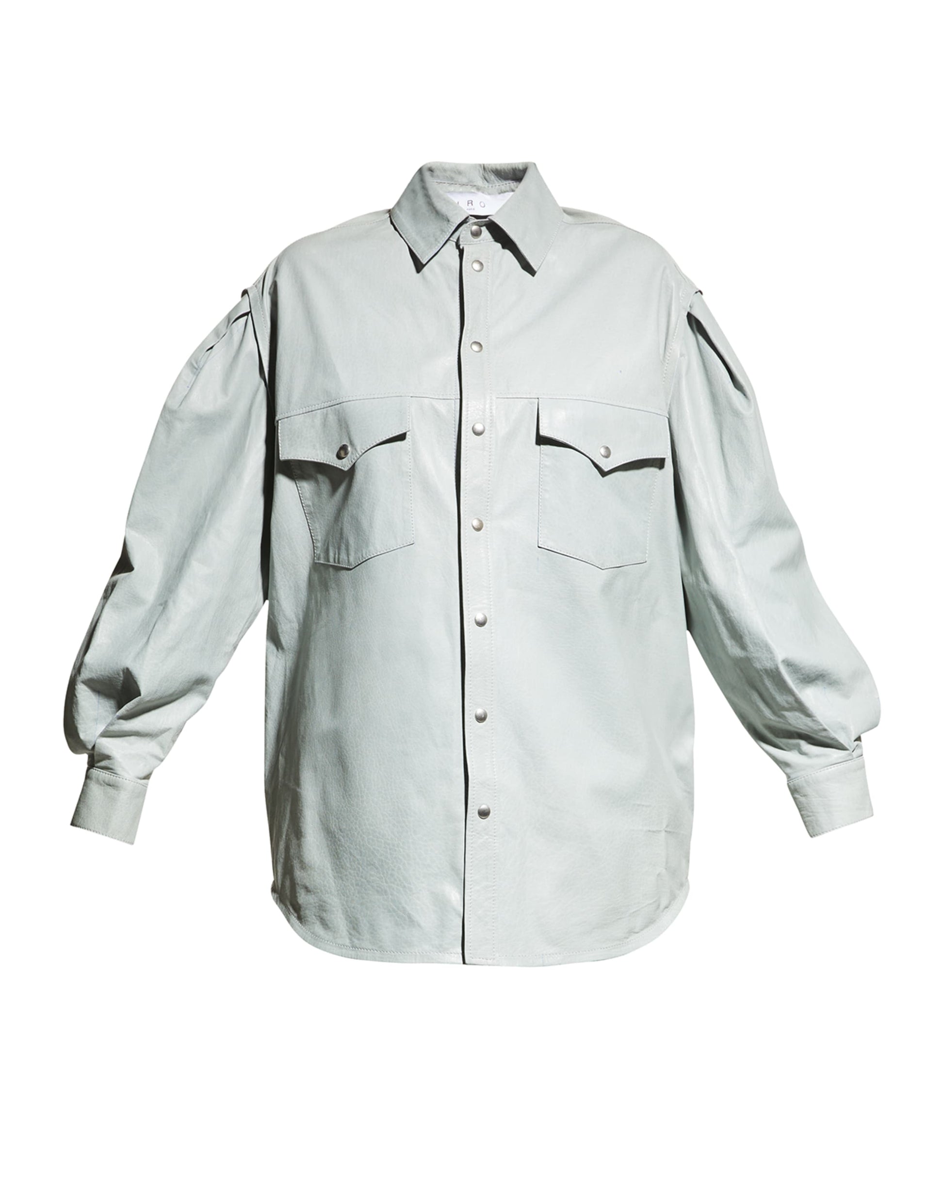 Women's Gray Oversized Trucker Leather Shirt - Casual & Trendy