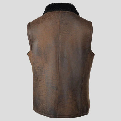 Women's Brown Shearling Leather Vest