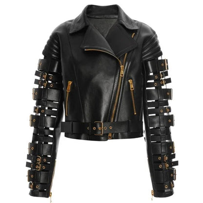 Zendaya's Stylish Buckle Straps Leather Jacket